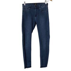 Just Black Skinny Denim Jean Size 26 Blue Cotton Raw Hem Work Trendy Streetwear